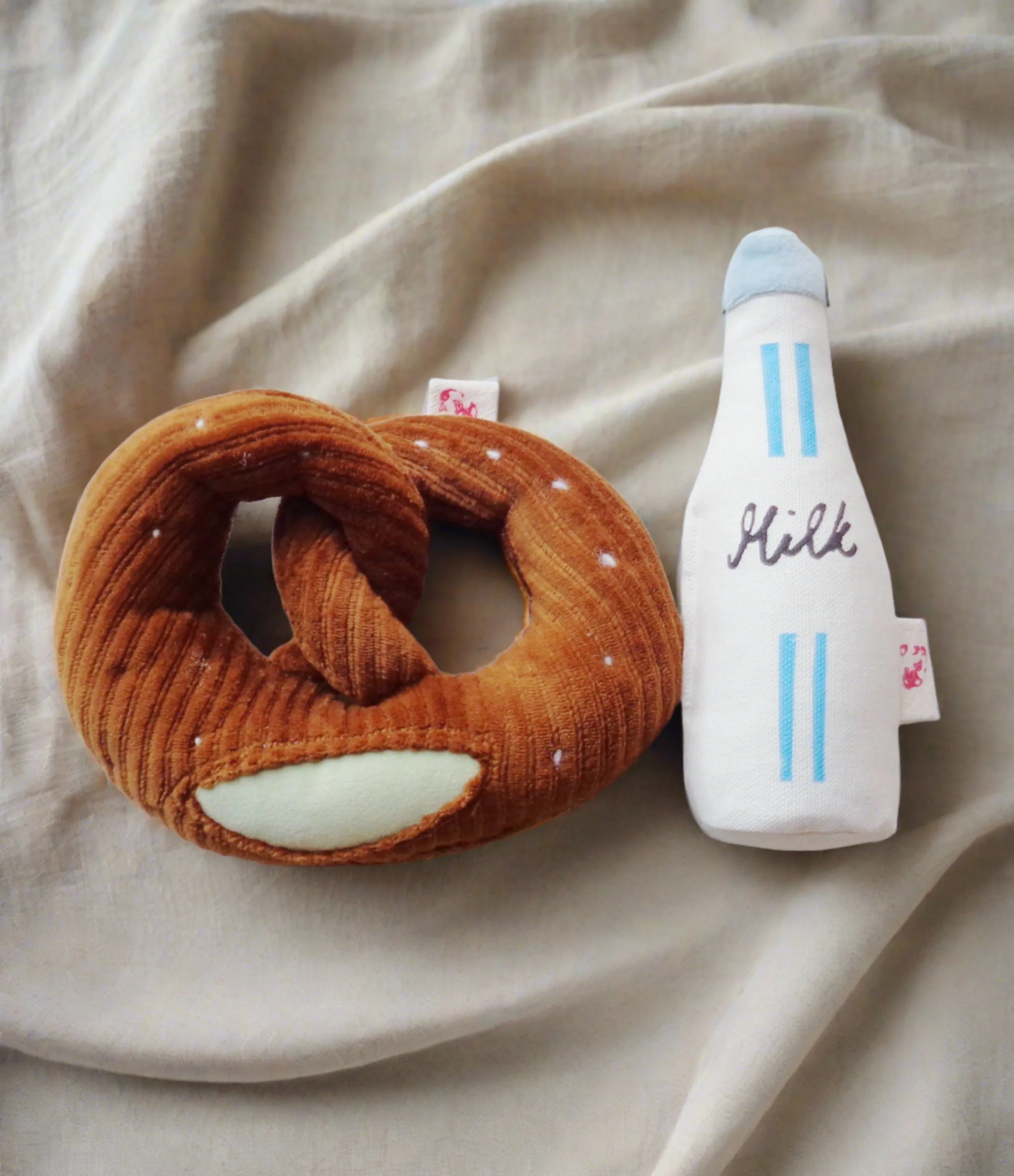 Milk bottle & Pretzel - plush toy set