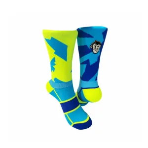 Monkey Sox Podium Bolt Sports Socks in Blue/Yellow