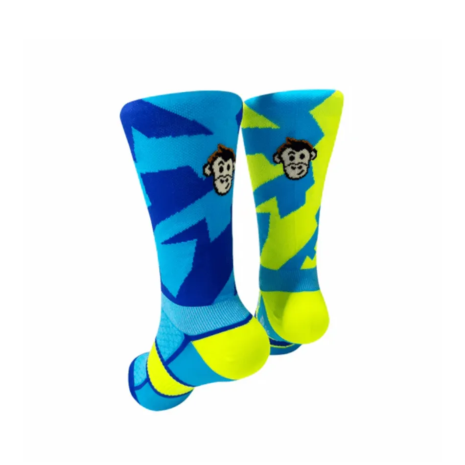 Monkey Sox Podium Bolt Sports Socks in Blue/Yellow