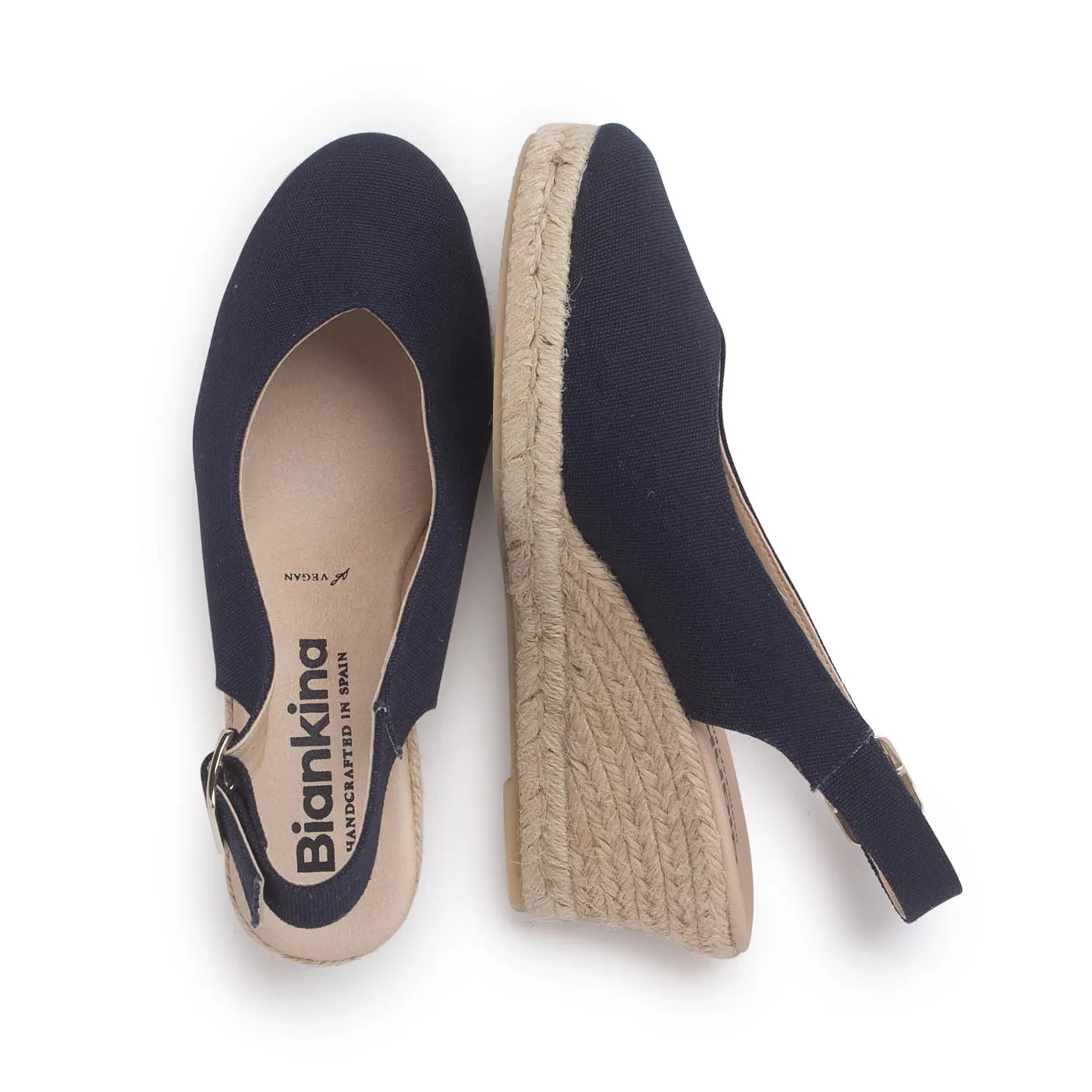 Murcia Organic Canvas Espadrille Wedges - Navy