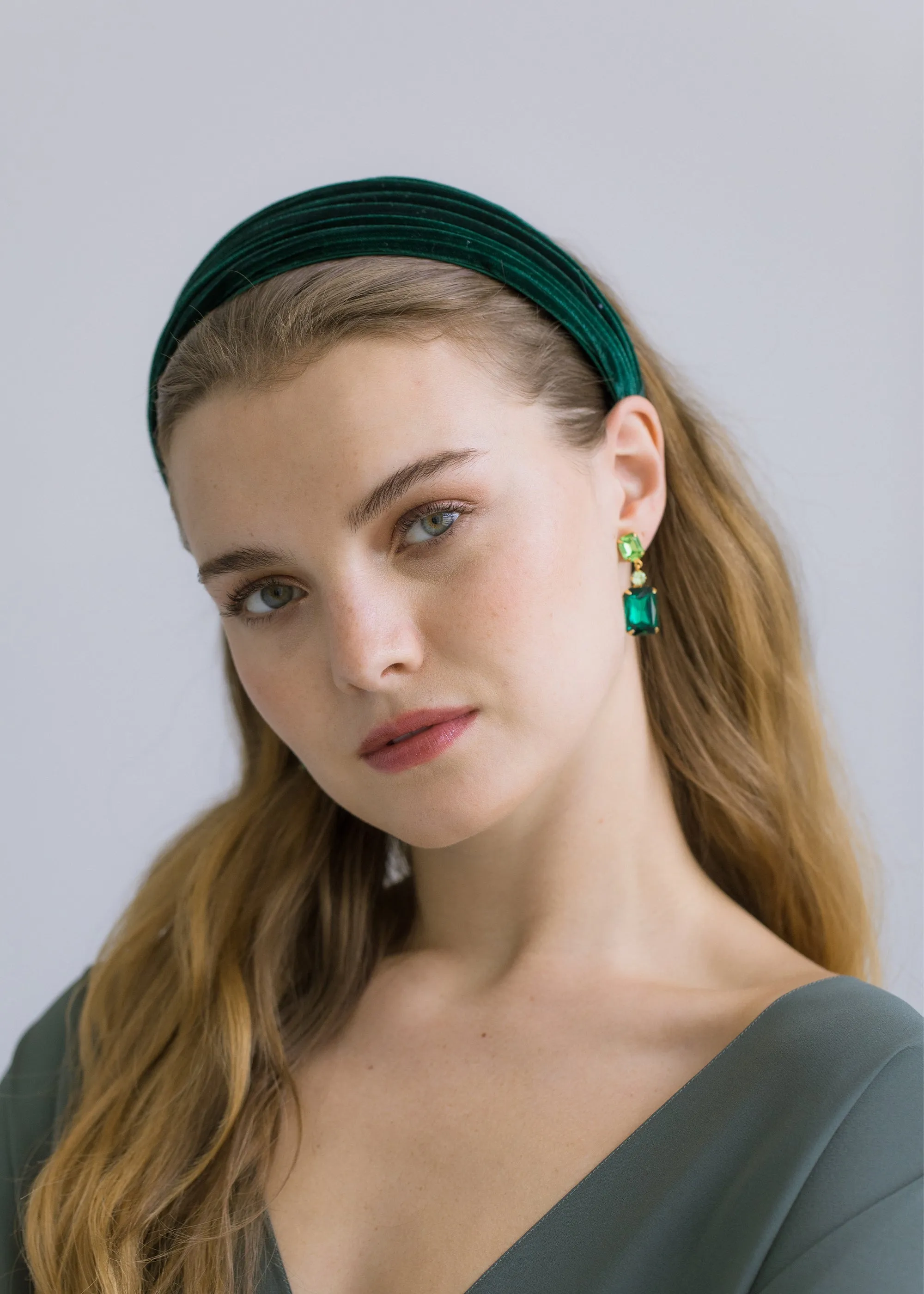 Natasha Velvet Headband -- Emerald