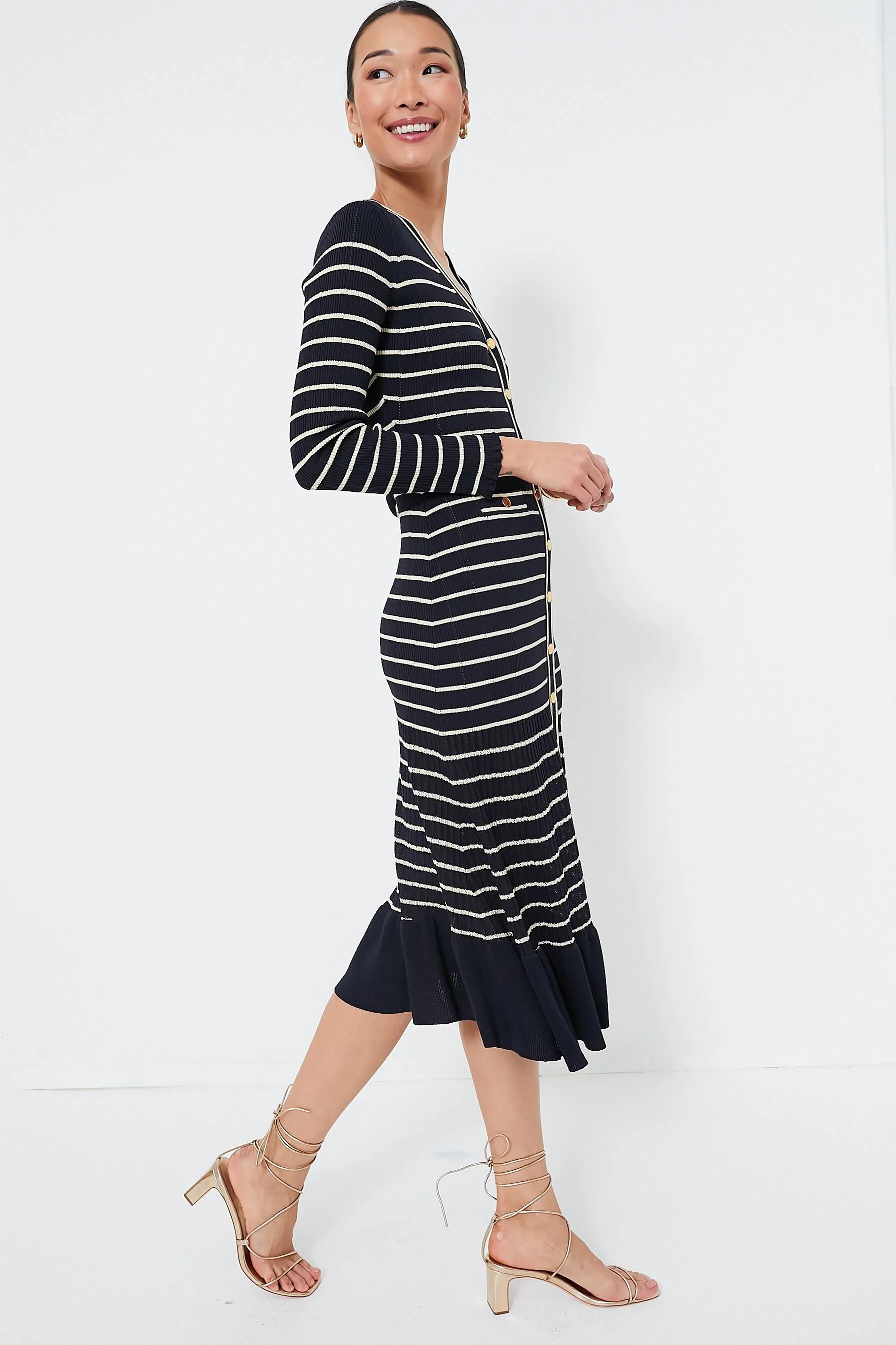 Navy Stripe Marina Midi Dress