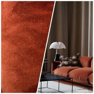 NEW Designer Burnt Brown Orange Velvet Upholstery Fabric- By The Yard