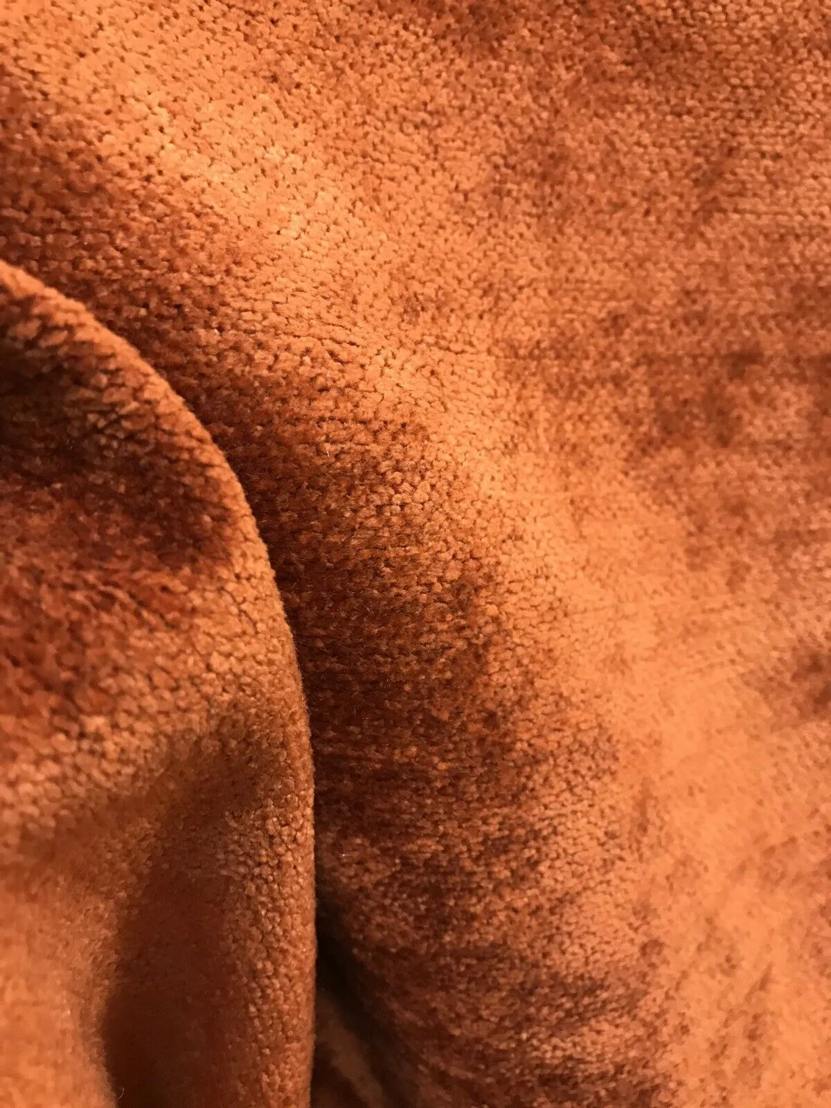 NEW Designer Burnt Orange Chenille Velvet Upholstery Fabric- BTY