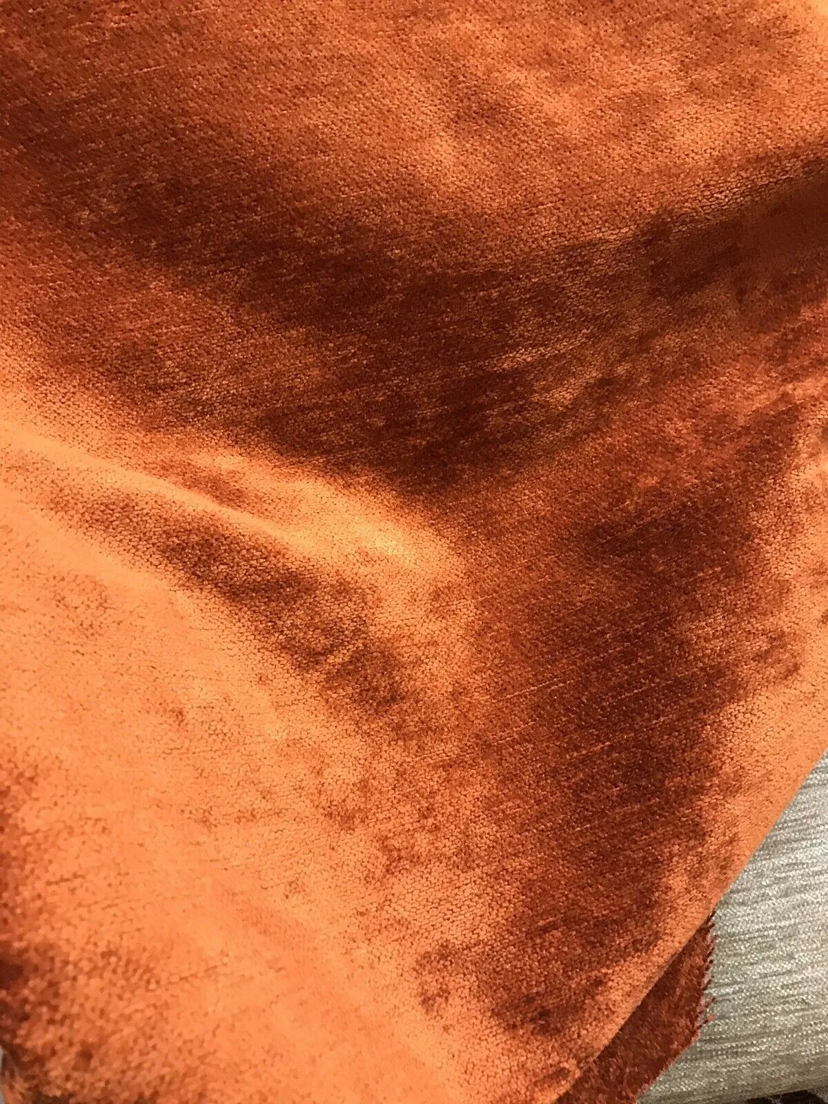 NEW Designer Burnt Orange Chenille Velvet Upholstery Fabric- BTY