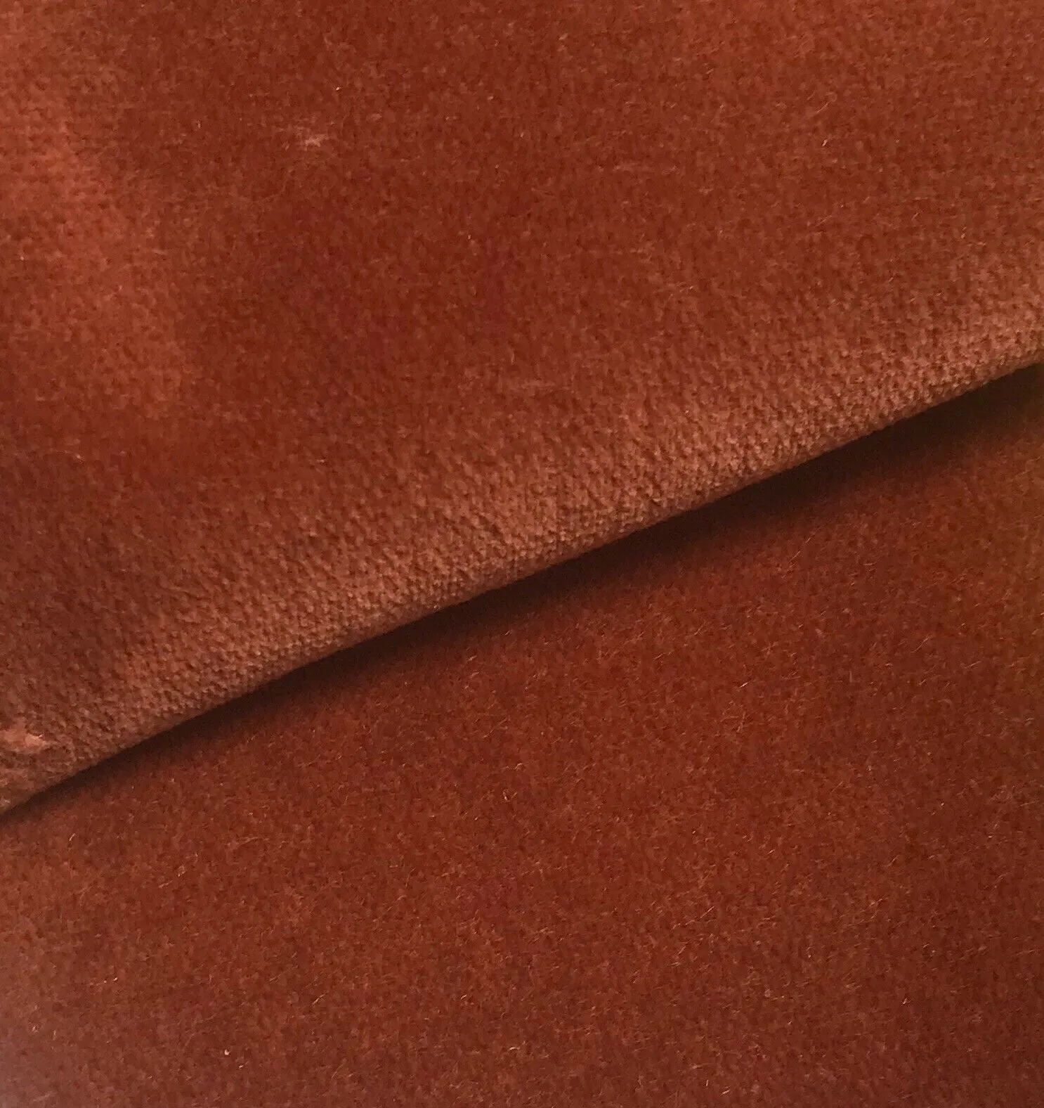 NEW Designer Soft Velvet Upholstery Fabric - Cinnamon Brown- By The Yard