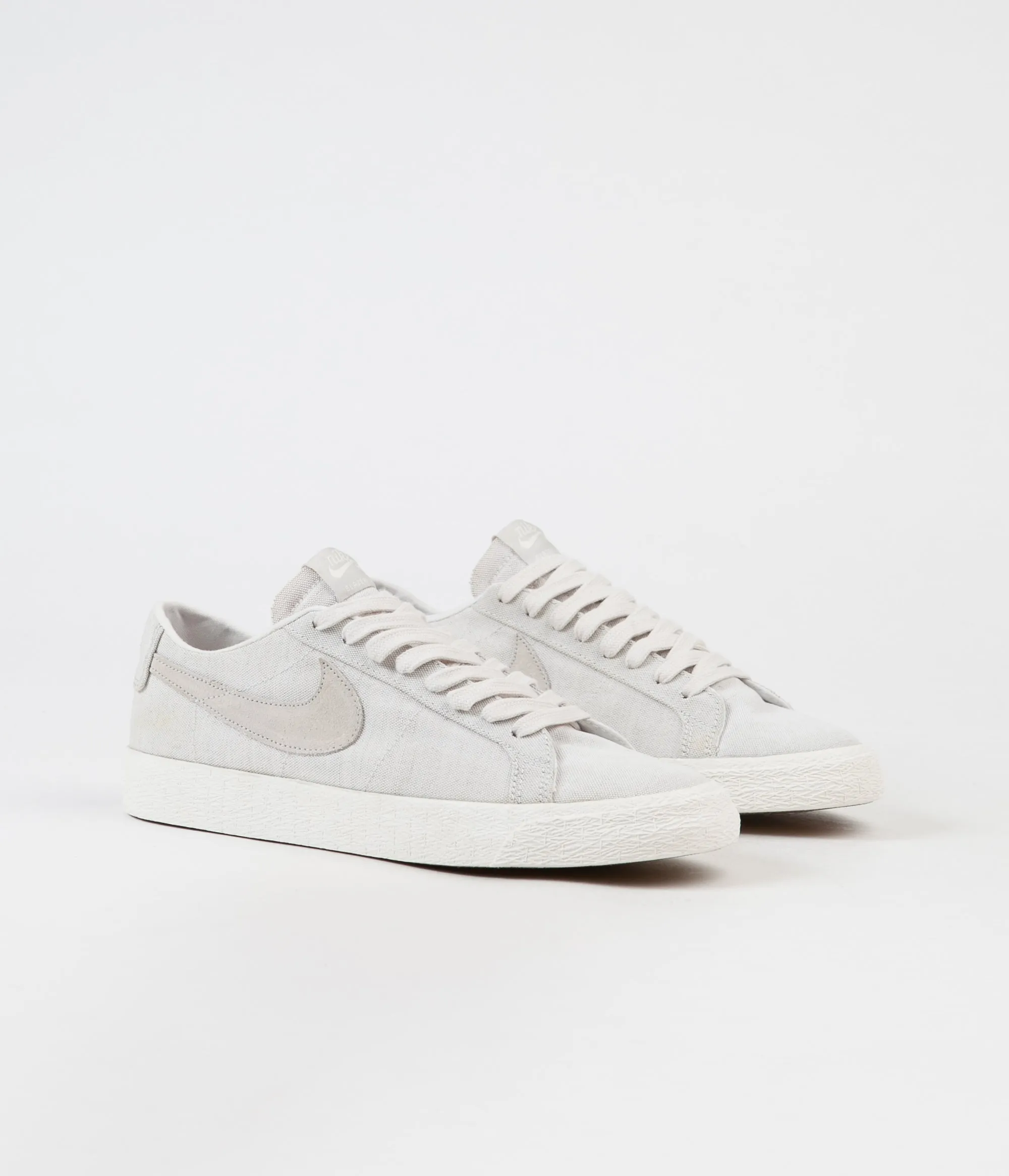 Nike SB Blazer Low Canvas Deconstructed Shoes - Phantom / Light Bone - Habanero Red