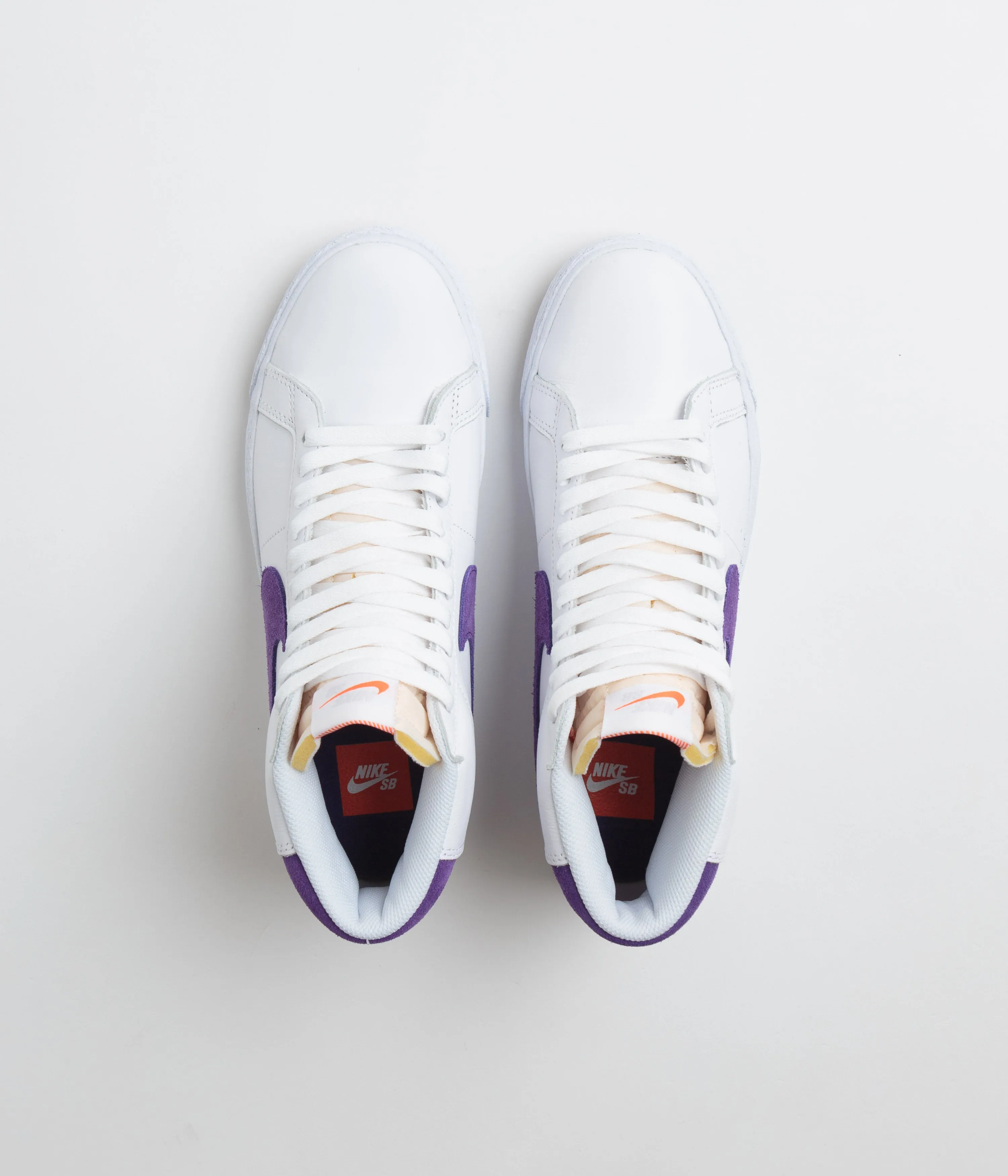 Nike SB Blazer Mid Shoes - White / Court Purple - White - Gum Light Brown