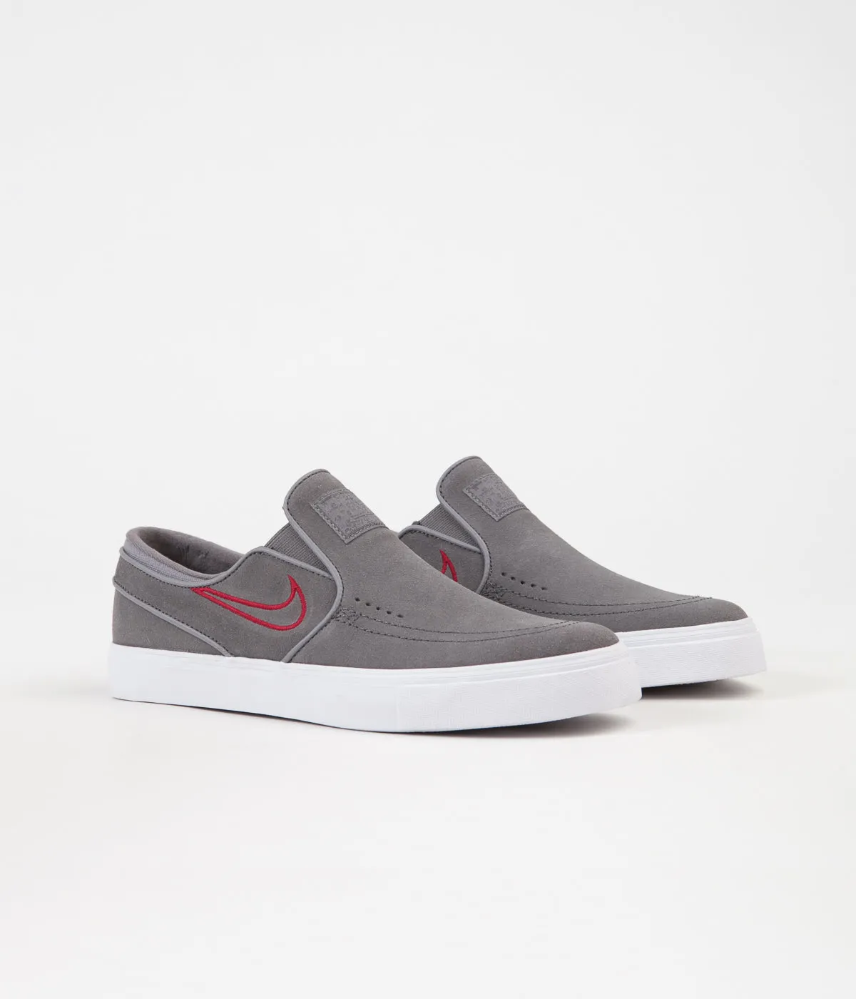 Nike SB Stefan Janoski Slip On Shoes - Gunsmoke / Gunsmoke - Red Crush