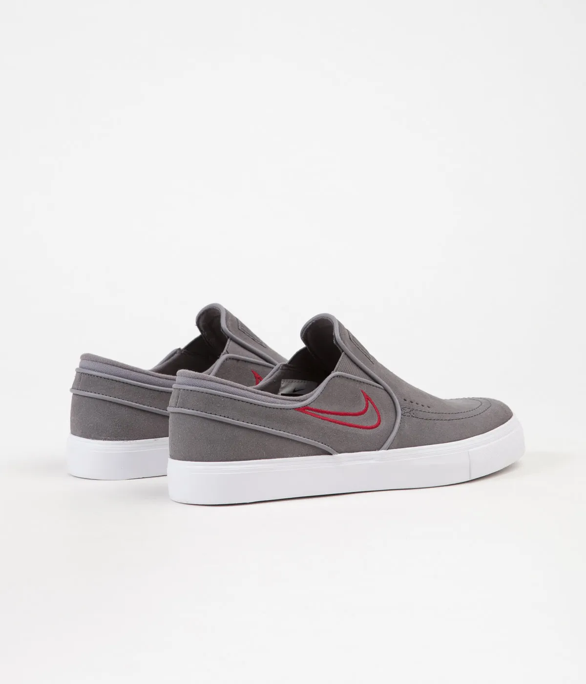 Nike SB Stefan Janoski Slip On Shoes - Gunsmoke / Gunsmoke - Red Crush