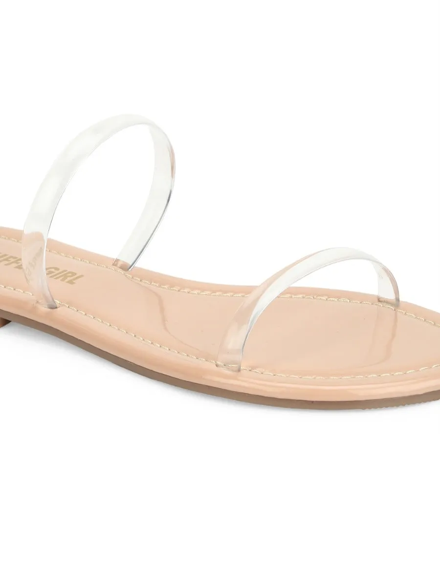 Nude PU Clear Barely There Slip Ons