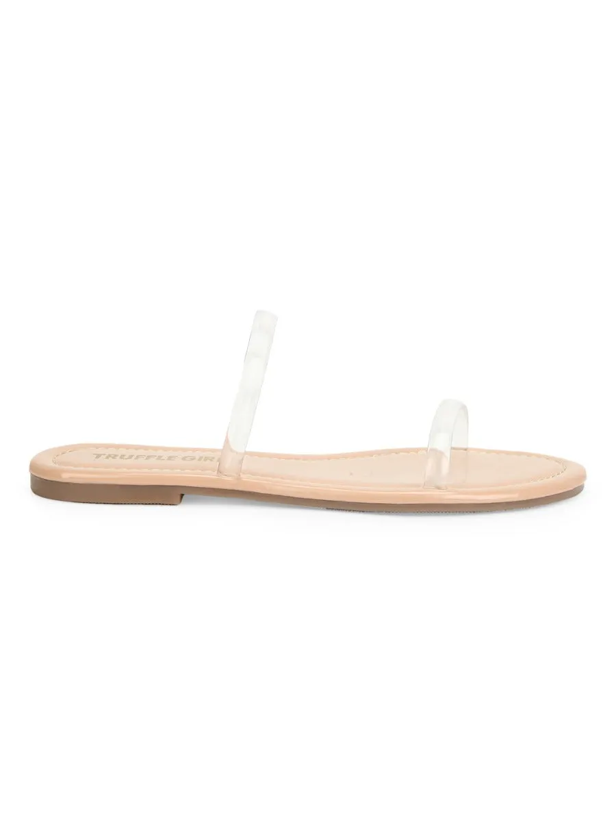 Nude PU Clear Barely There Slip Ons