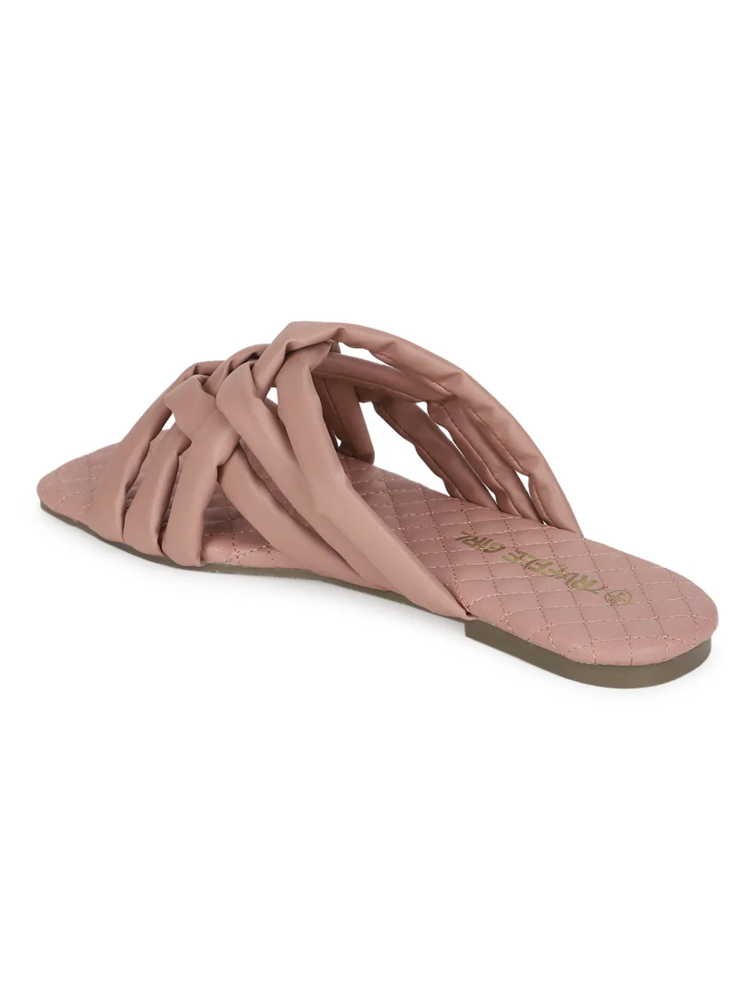 Nude PU Strappy Quilted Sole Slip Ons (TC-ST-1213-NUD)