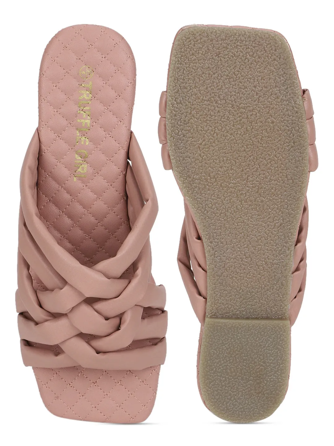 Nude PU Strappy Quilted Sole Slip Ons (TC-ST-1213-NUD)