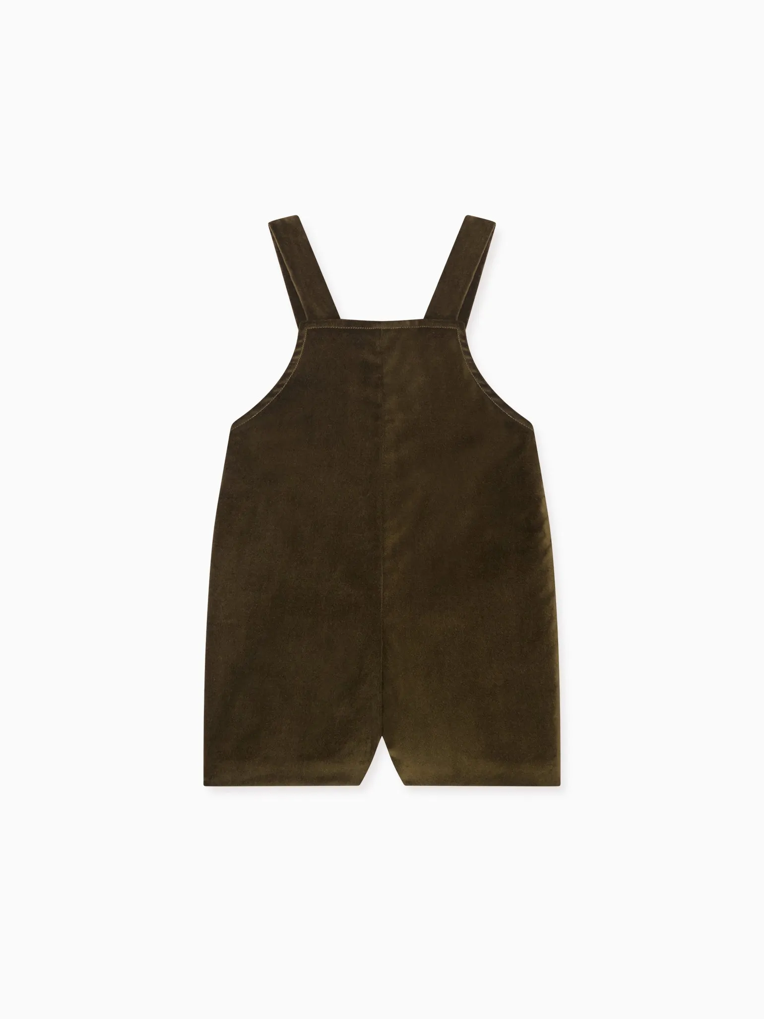 Olive Buganvilla Velvet Baby Dungarees