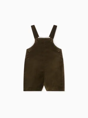 Olive Buganvilla Velvet Baby Dungarees