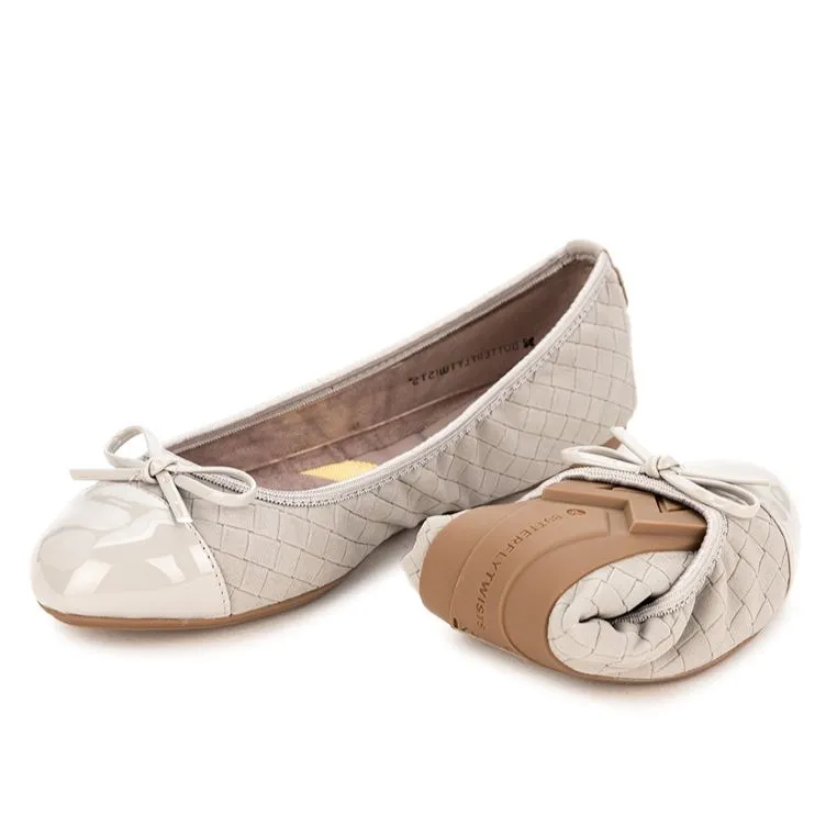 OLIVIA Ballet Flat Shoes - Grey Suede W/ Emboss