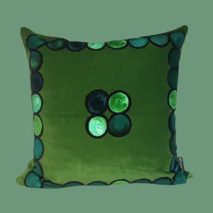 Ombré Circle Velvet Cushion - Emerald green