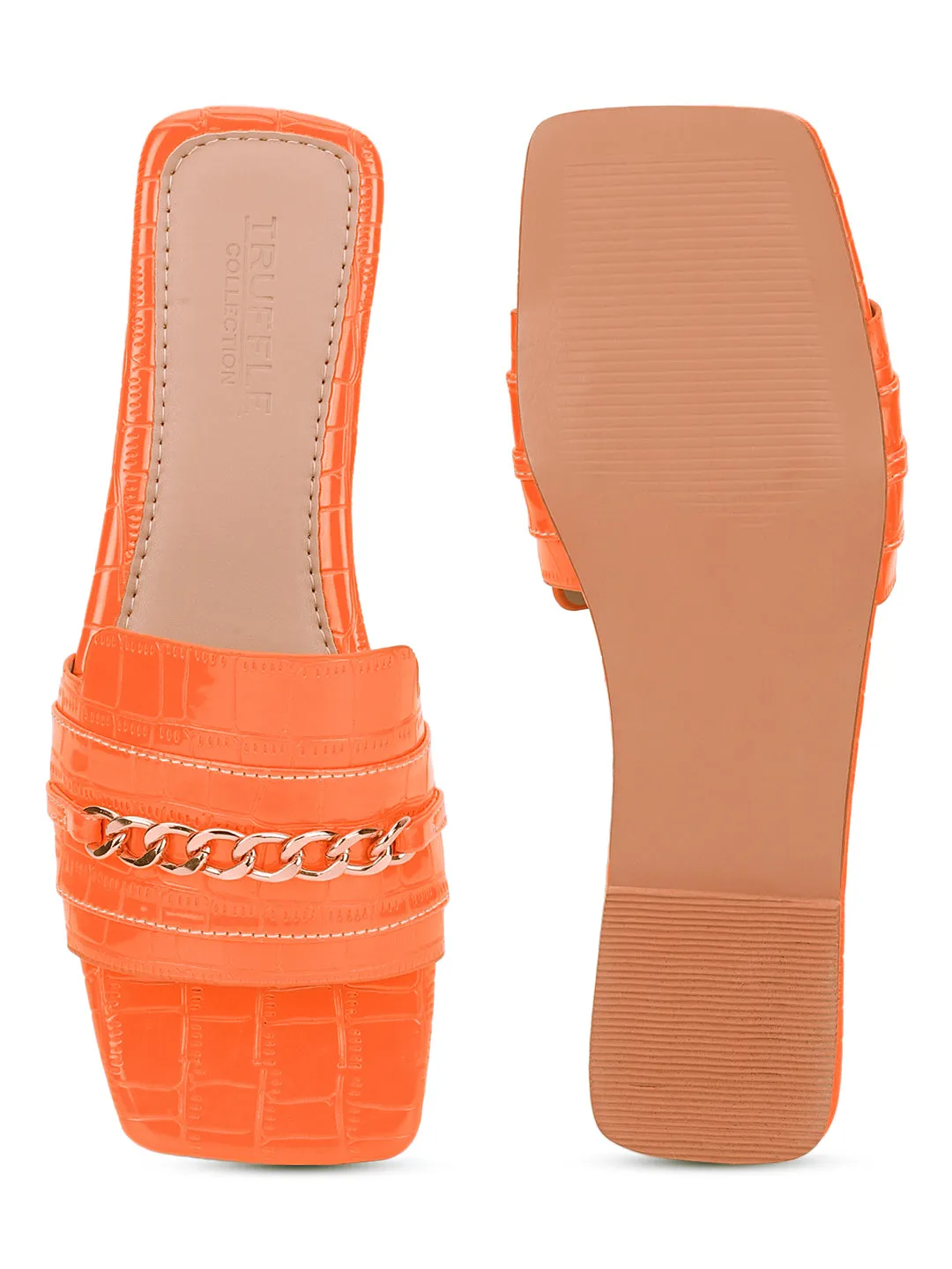 Orange Croc Patent Slip-On Flats (TC-ST-003-ORA)