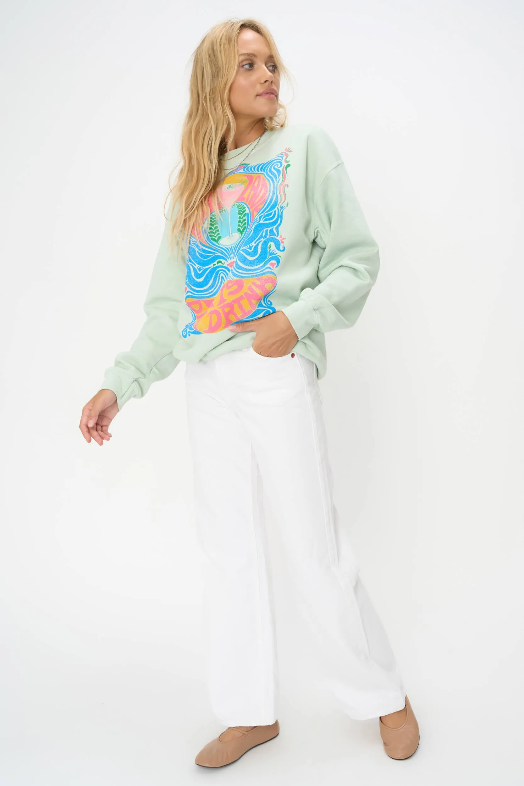 Pink Lady Oversized Sweatshirt - Mint Matcha