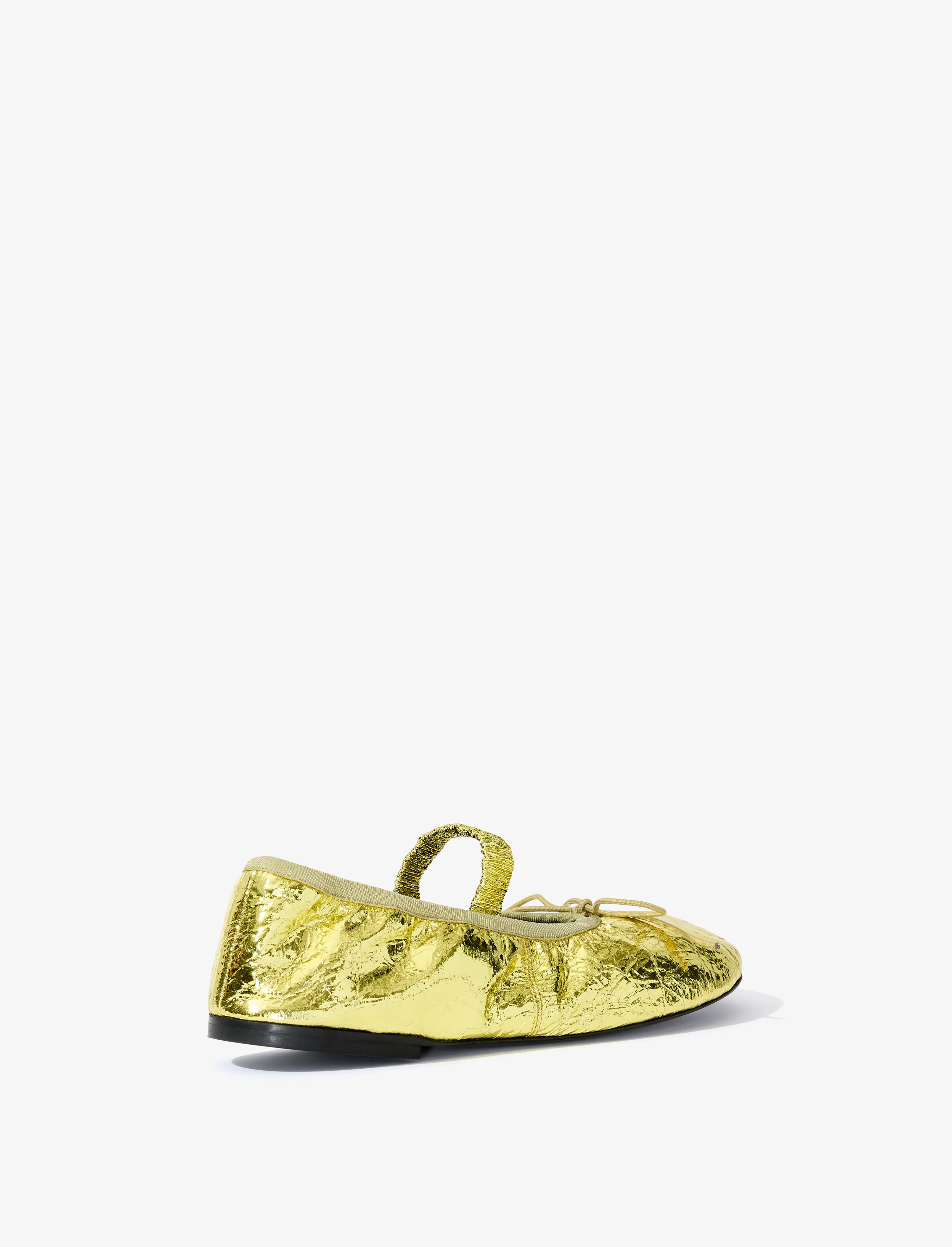 Proenza Schouler Glove Mary Jane Ballet Flats in Crinkled Metallic - Gold