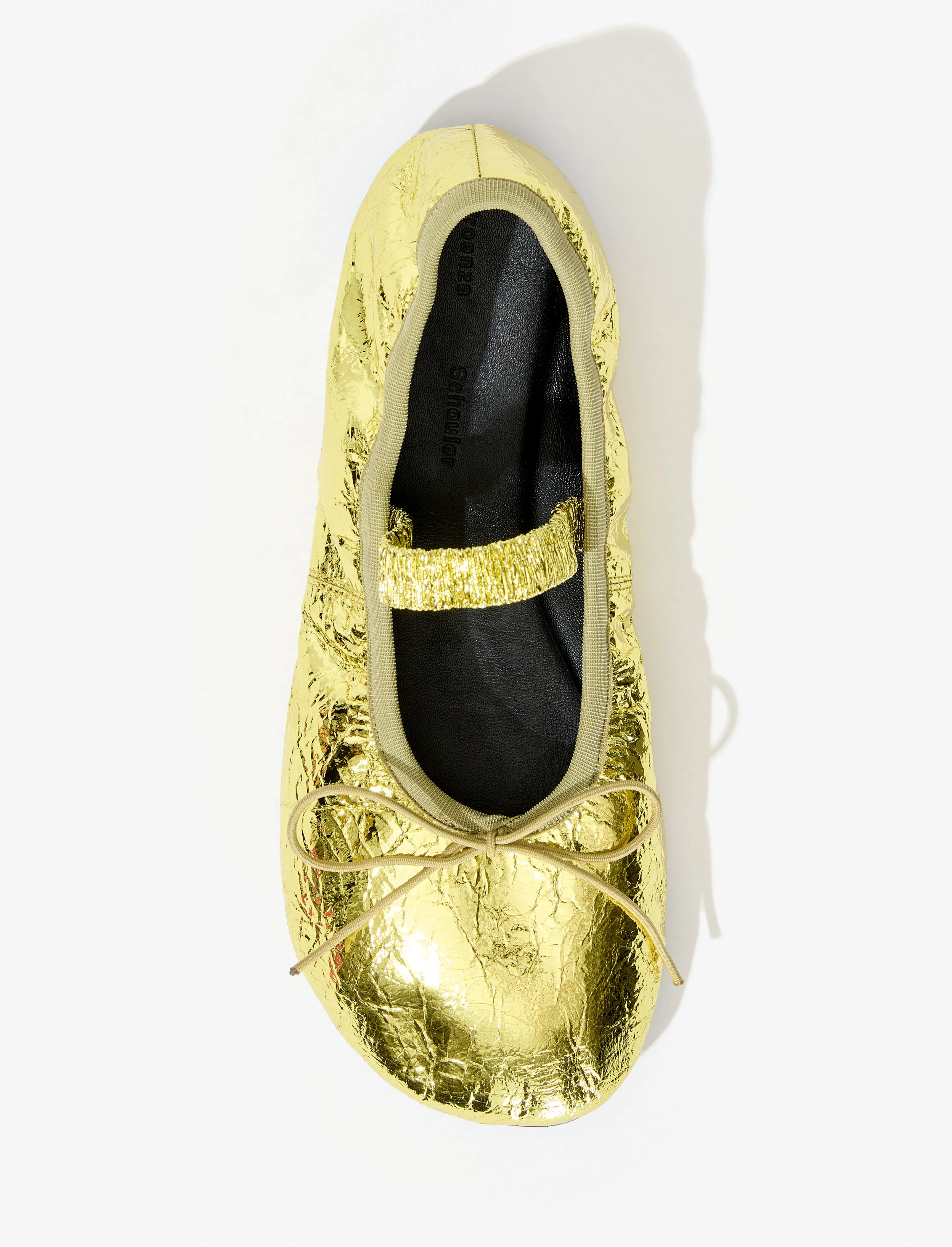 Proenza Schouler Glove Mary Jane Ballet Flats in Crinkled Metallic - Gold