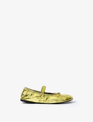 Proenza Schouler Glove Mary Jane Ballet Flats in Crinkled Metallic - Gold