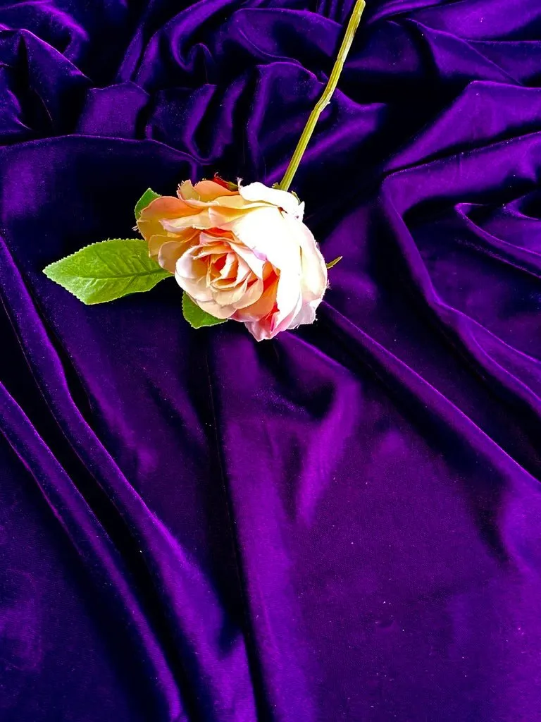 PURPLE  - Micro Velvet  Fabric -  Fine and Lightweight - 112 cms - 180 gsm - For Crafts, Costume, Toys and Theatre