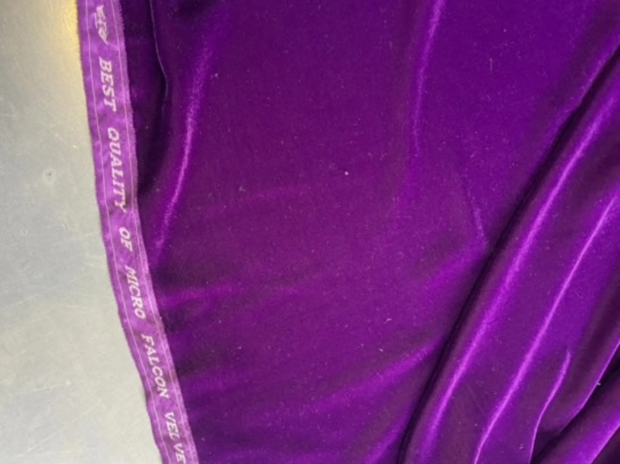 PURPLE  - Micro Velvet  Fabric -  Fine and Lightweight - 112 cms - 180 gsm - For Crafts, Costume, Toys and Theatre