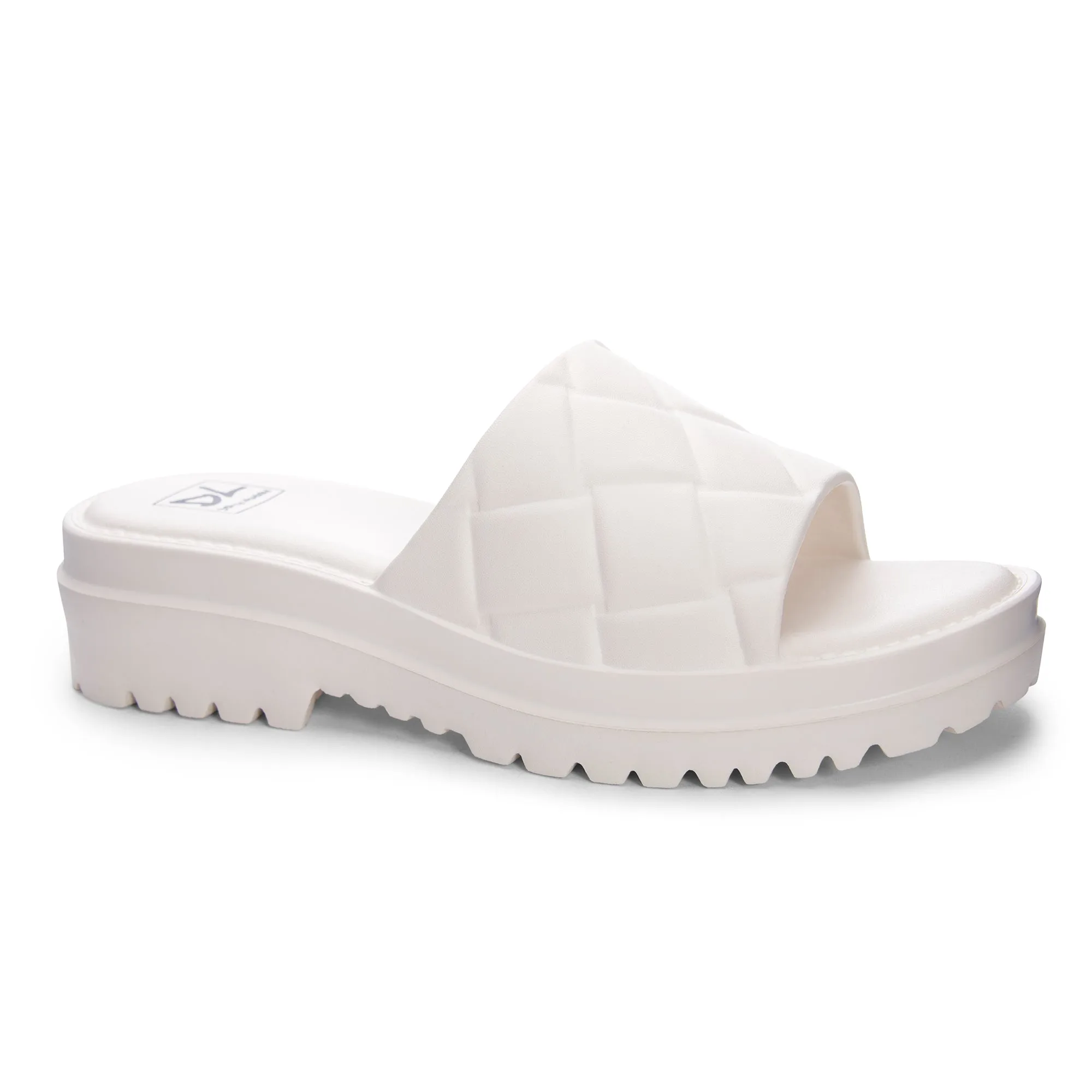 "Comfy Stroll" White Slip On Slides