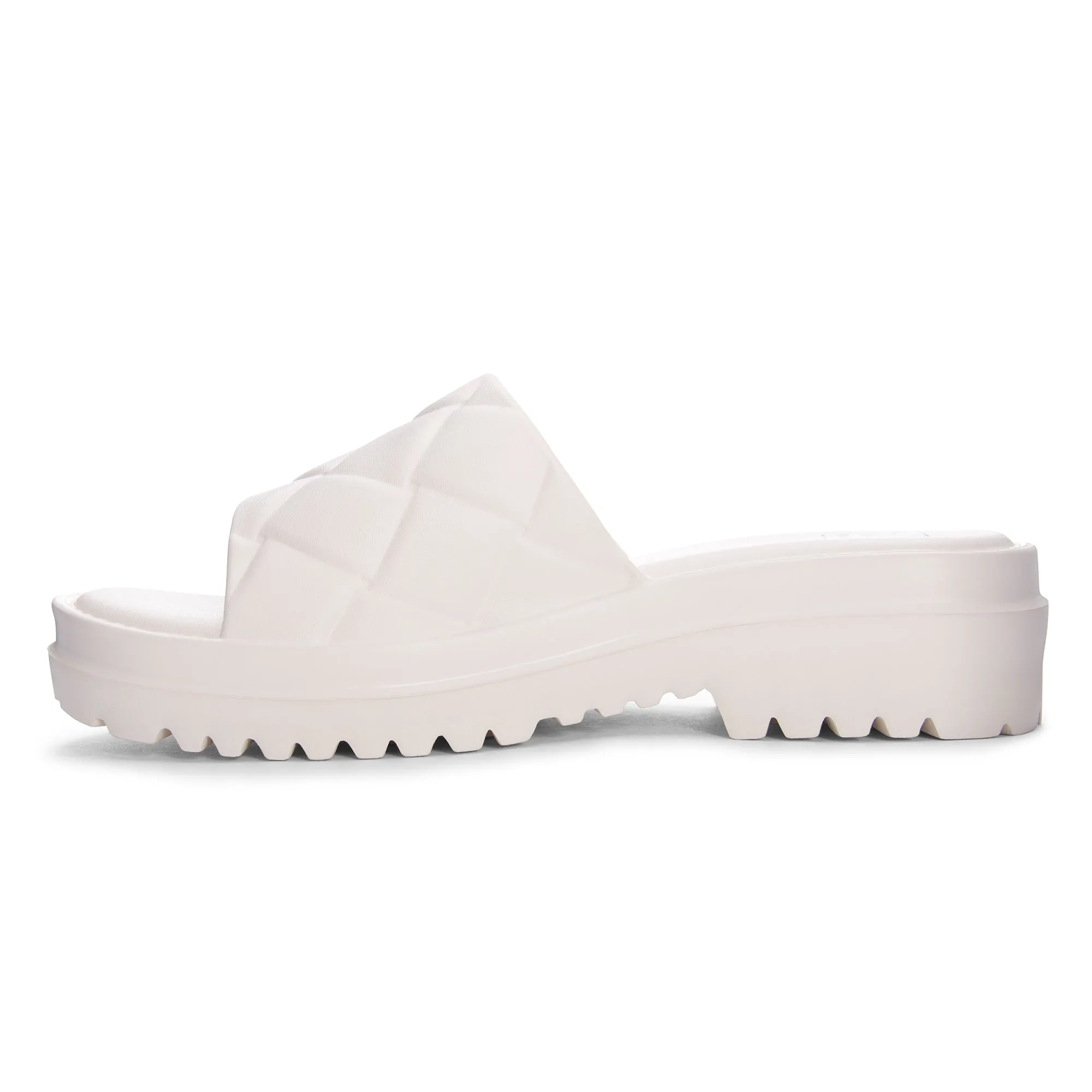 "Comfy Stroll" White Slip On Slides