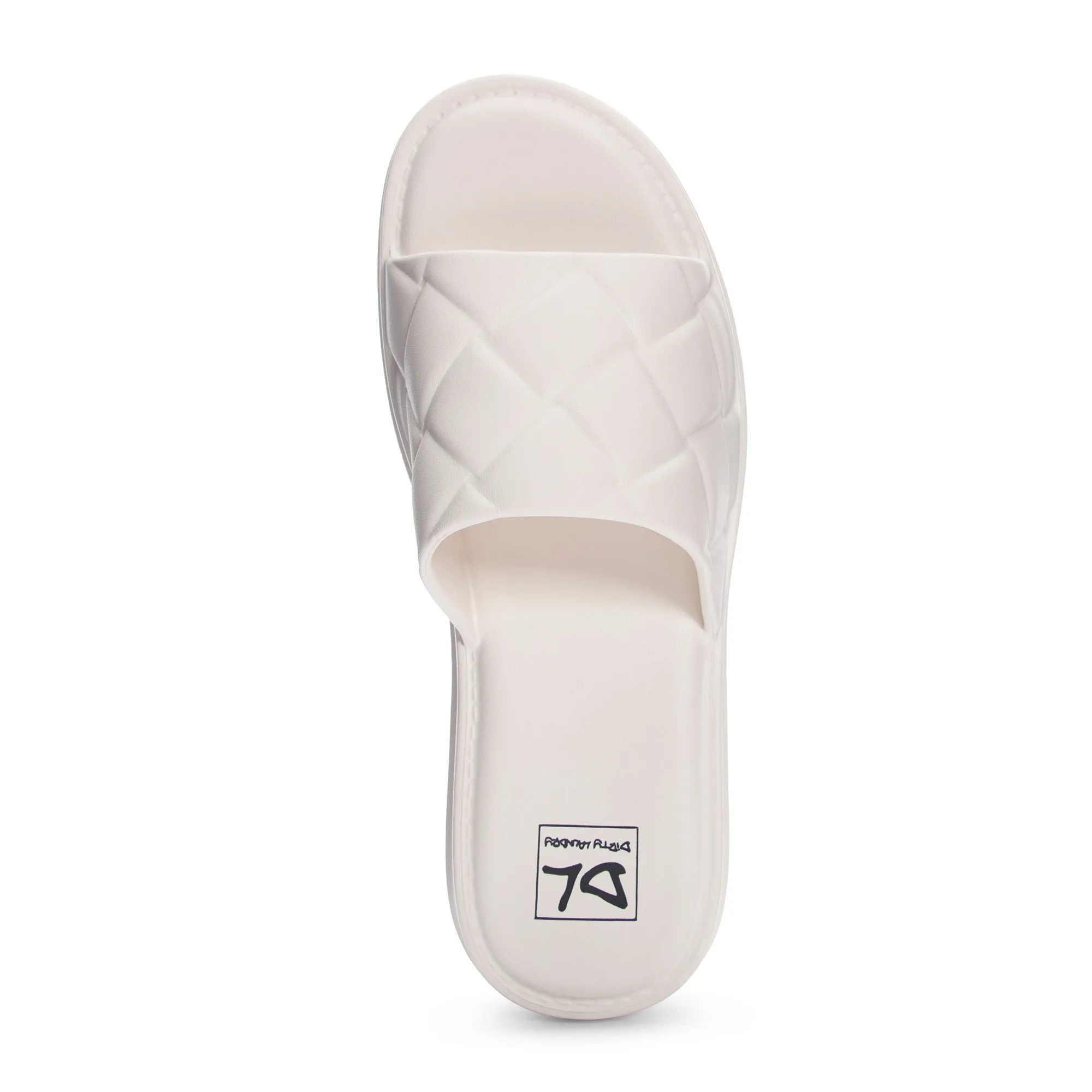 "Comfy Stroll" White Slip On Slides