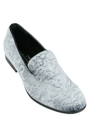 "Marcel" Silver Velvet Frederico Leone Tuxedo Shoes