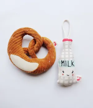 Rattle toy set -  pretzel and milk bottle