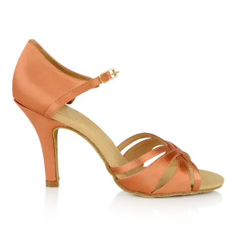 Ray Rose Dark Tan Satin Ladies Latin Dance Shoe 884-X Aura_SALE