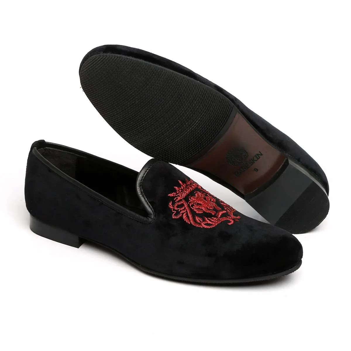 Red Lion Zardosi Black Velvet Slip-On by Brune & Bareskin