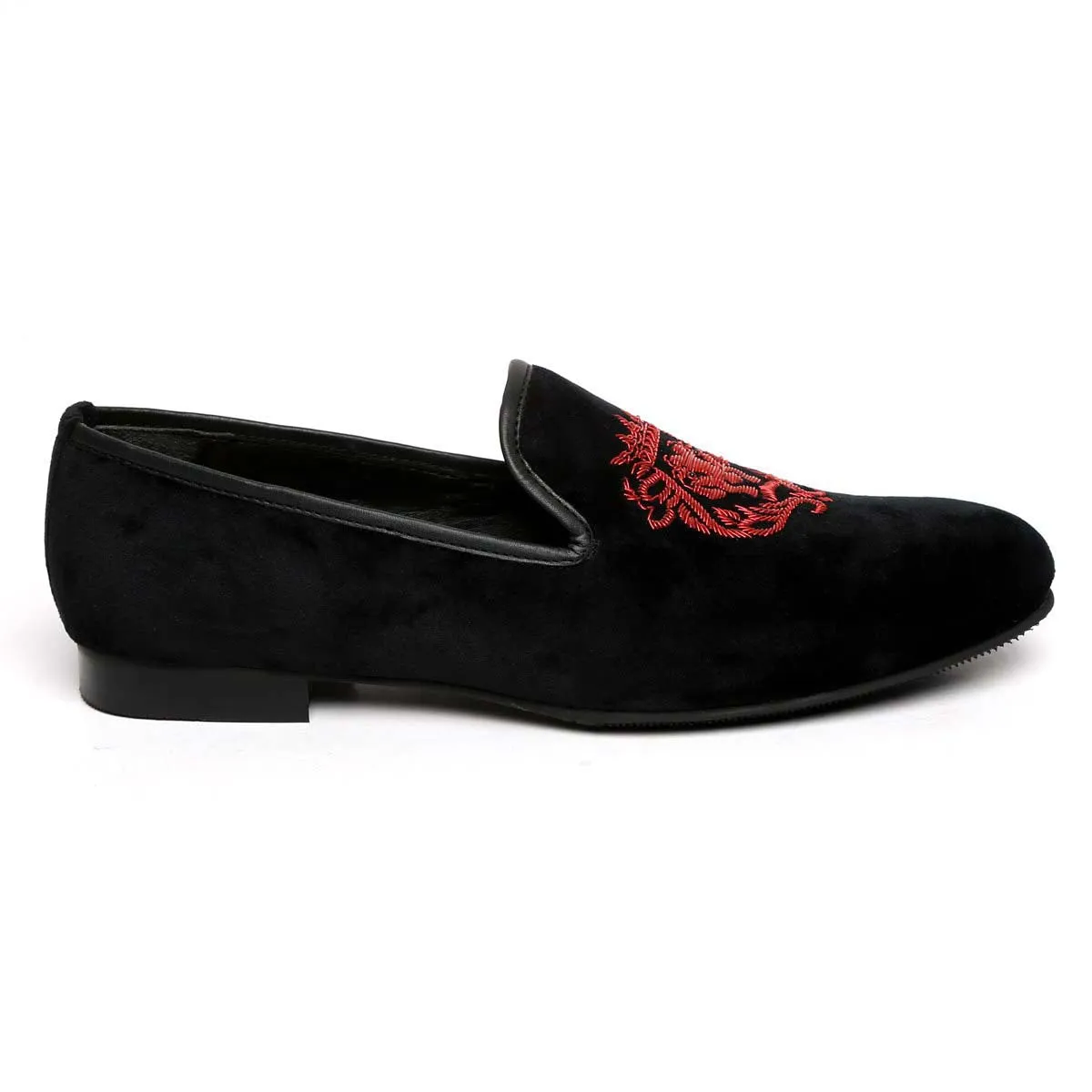 Red Lion Zardosi Black Velvet Slip-On by Brune & Bareskin