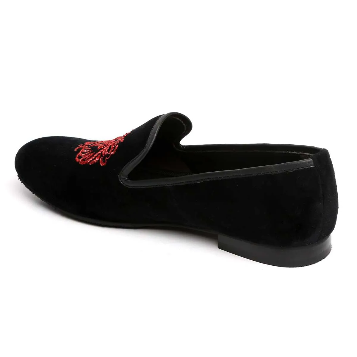 Red Lion Zardosi Black Velvet Slip-On by Brune & Bareskin