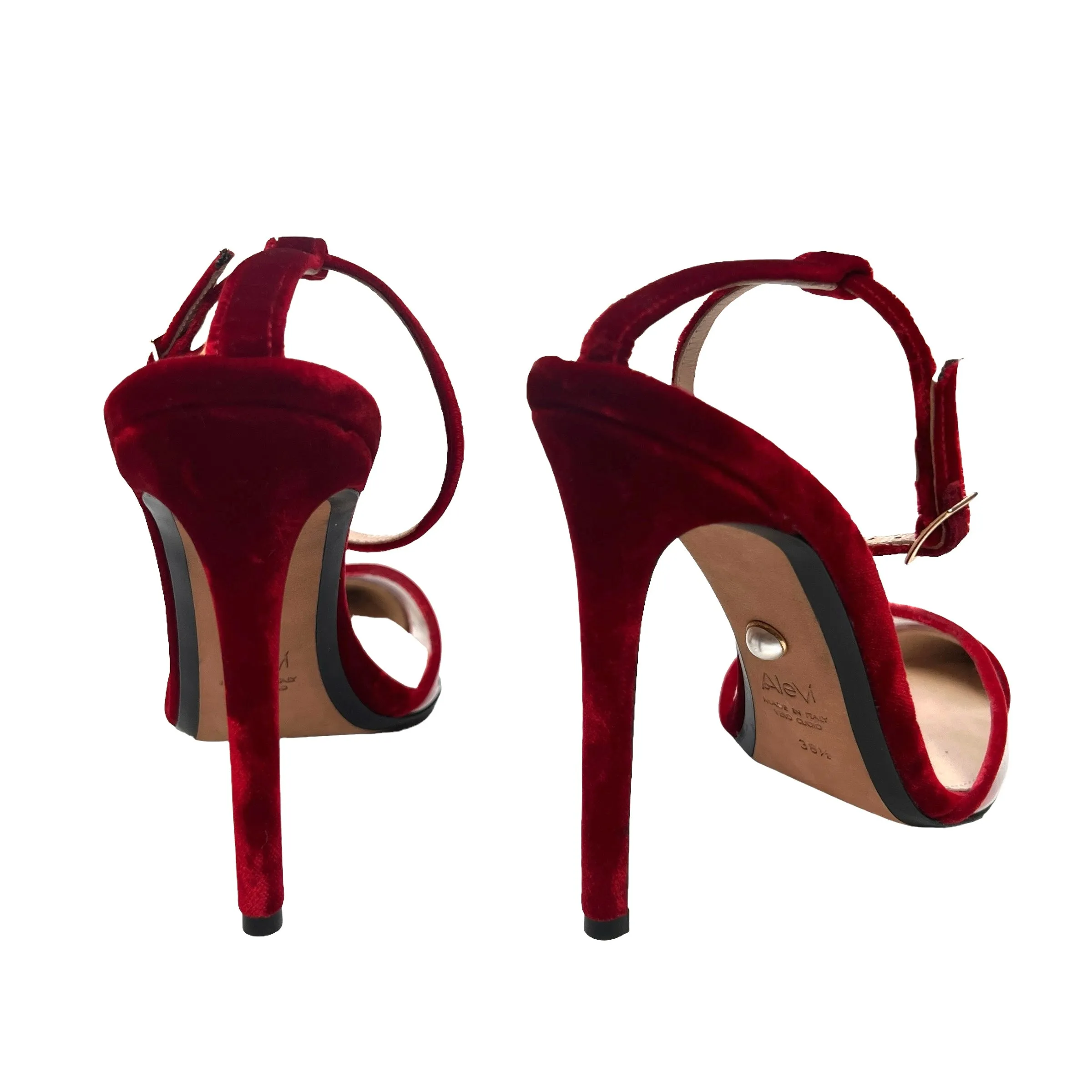 Red Velvet & Plexiglass Heels - 8