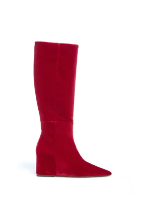 Remedios Tall Boot in Scarlet Red Cotton Velvet