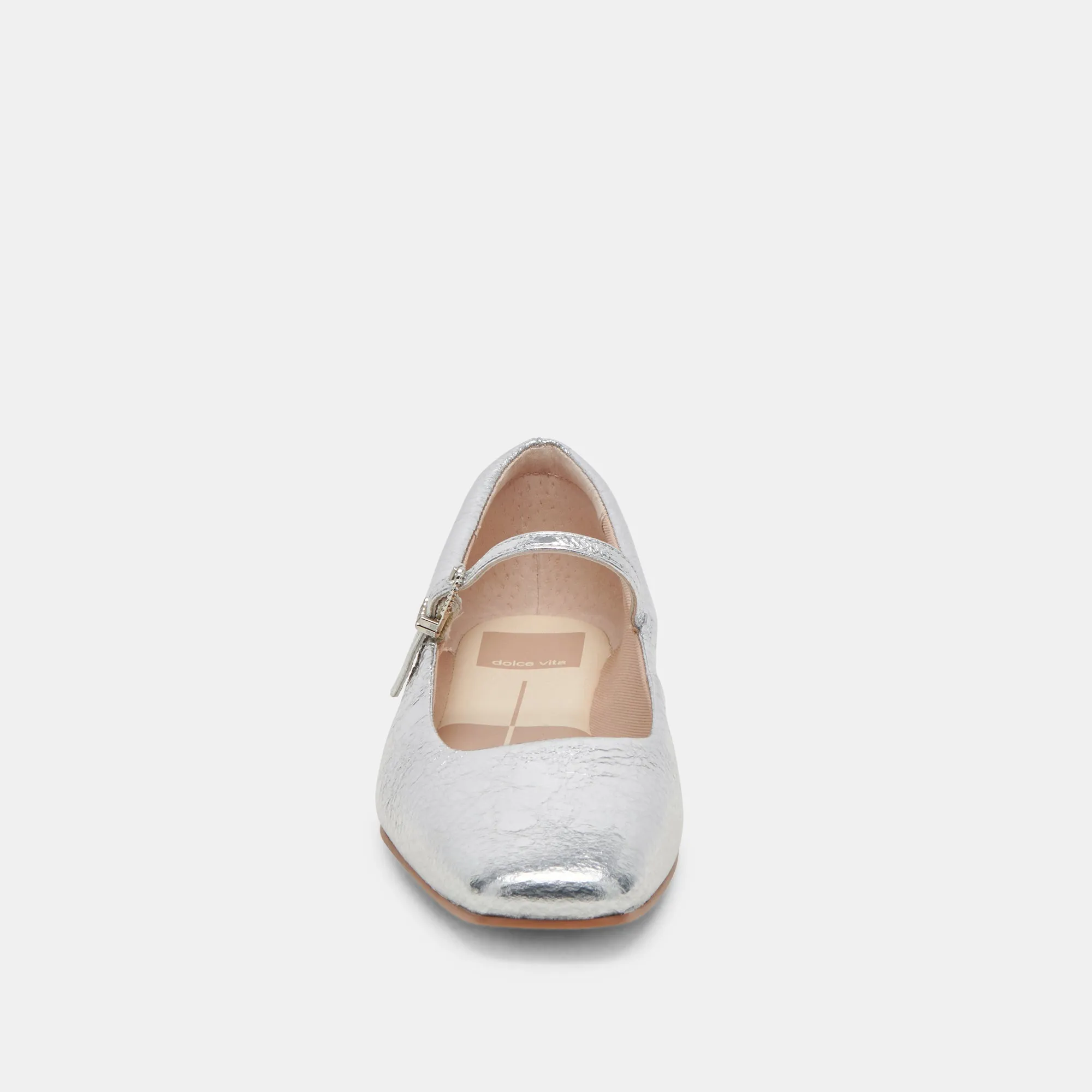 REYES WIDE BALLET FLATS SILVER DISTRESSED LEATHER