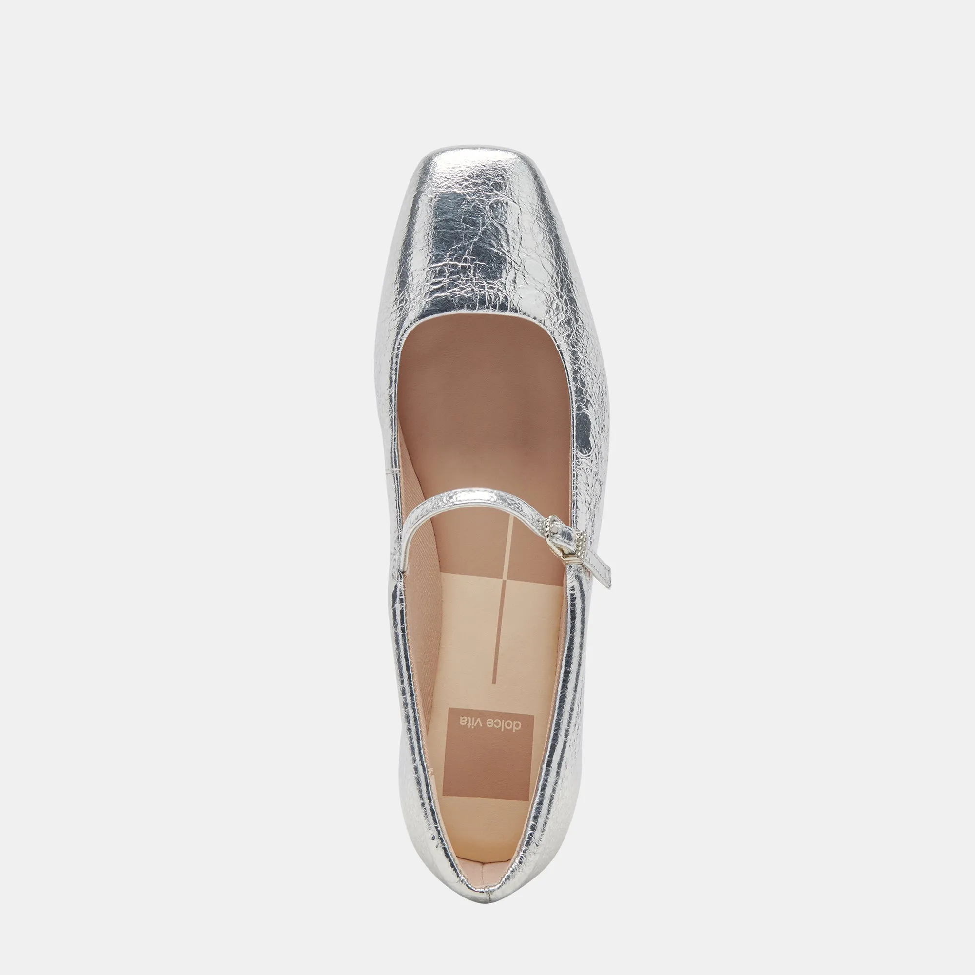 REYES WIDE BALLET FLATS SILVER DISTRESSED LEATHER