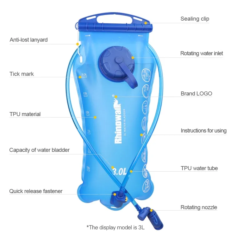 Rhinowalk Cycling Water Bag 2L/3L Full Opening Outdoor Drinking Water Bag Drinking Equipment, Colour: RK18103 blue 3L