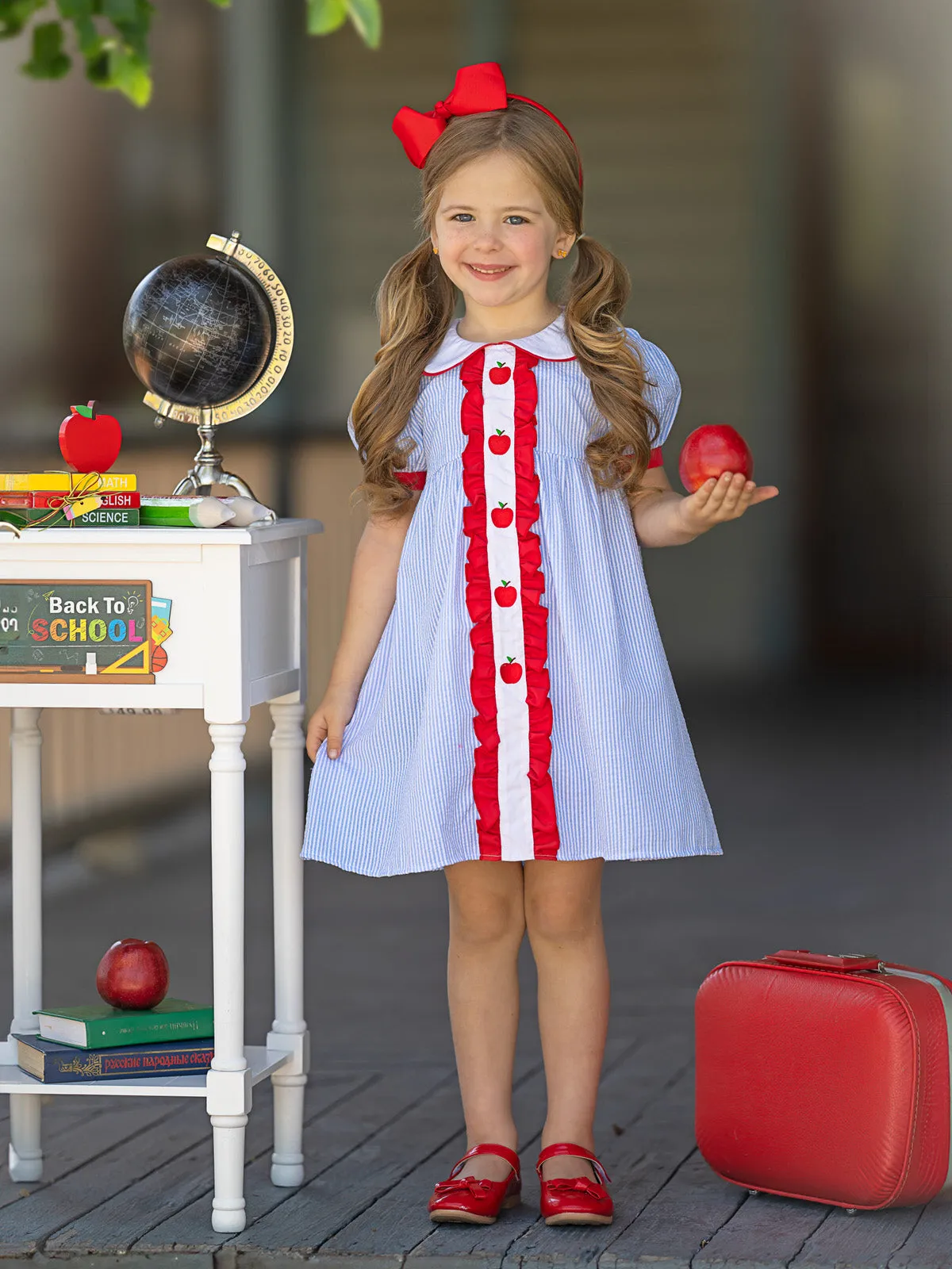 Ruffled Apple Striped Dress