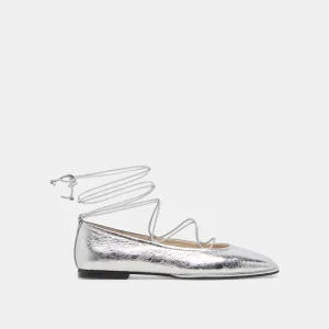 RYDER BALLET FLATS SILVER DISTRESSED LEATHER