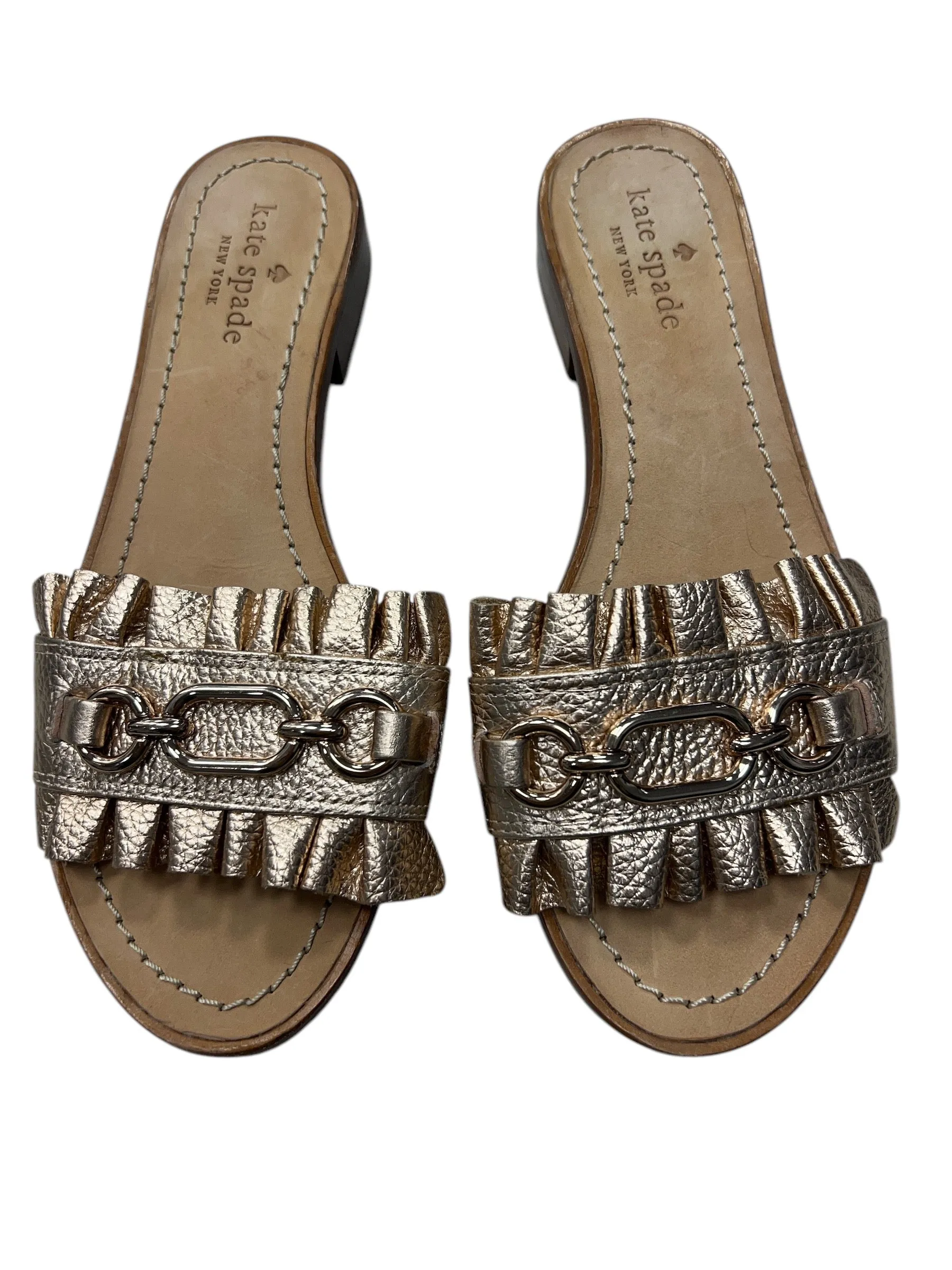 Sandals Flats By Kate Spade In Gold, Size: 6.5