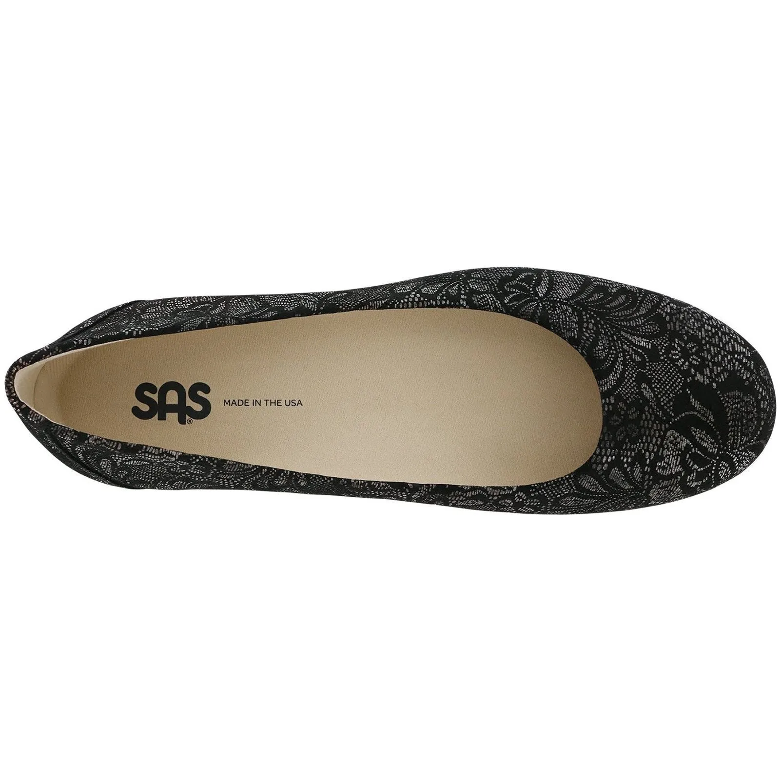 SAS Women's Scenic Ballet Flat in Black Lace Wide