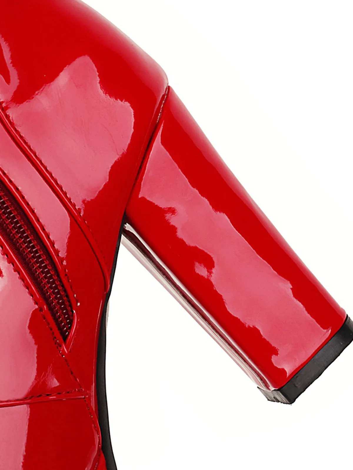 Shiny Patent Leather Lace-Up Solid High Heel Boots