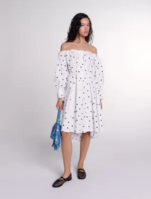 Shirt dress with bardot neckline