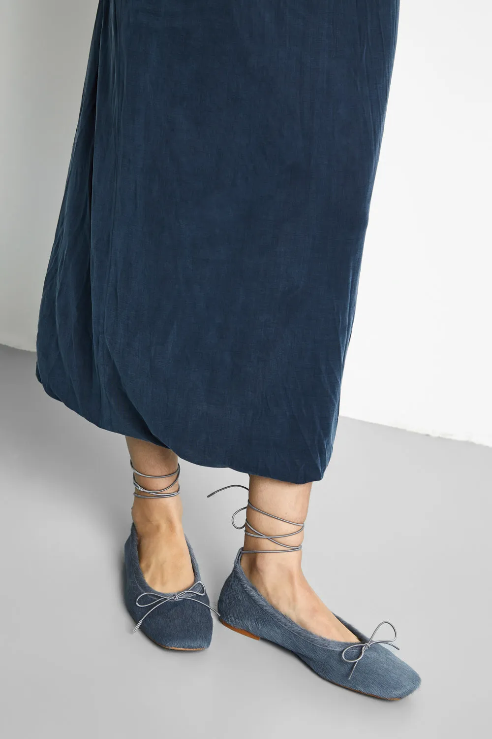 Sienna Ballet Flats in Grey Calf Hair